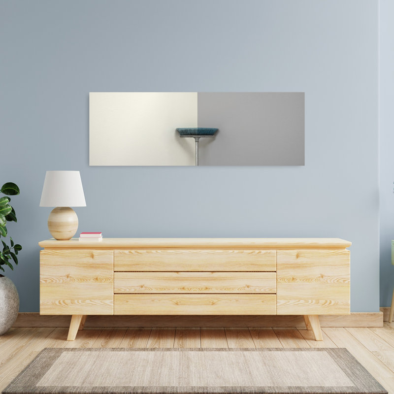 Deux tons de balai de coin minimaliste moderne, architecture abstraite, art mural, H 16 po x l 48 po
