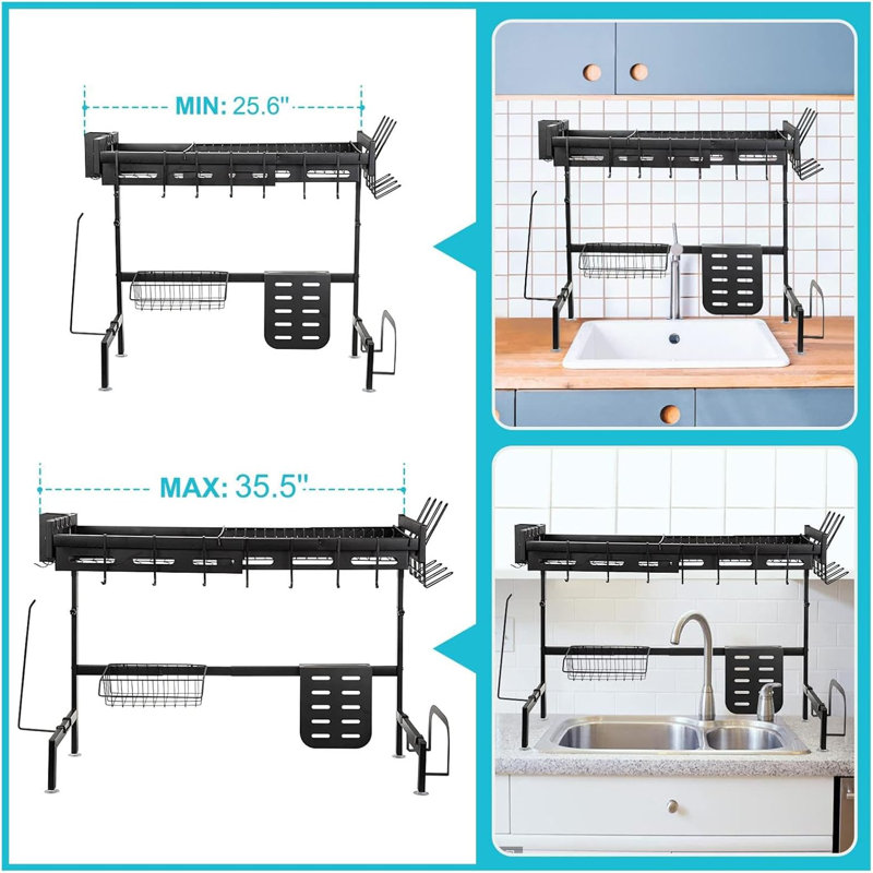 Égouttoir à vaisselle ajustable en acier inoxydable