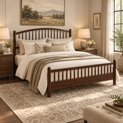 Annam Solid Wood Arch Panel Platform Bed