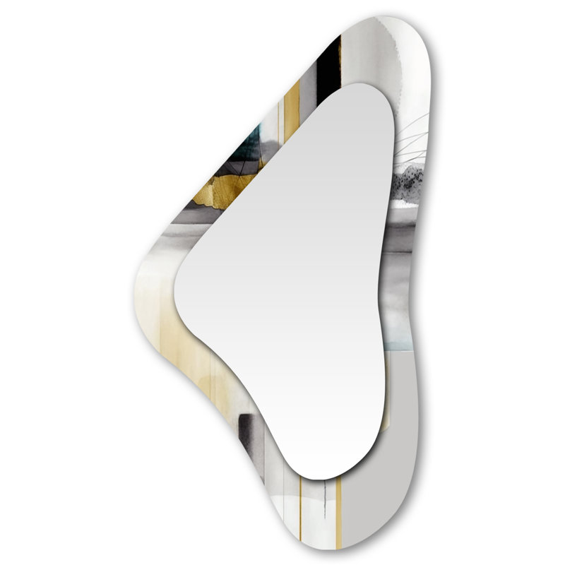 Abstrait formes transitionnelles noires IV - formes abstraites 3D formes irrégulières grand miroir mural moderne