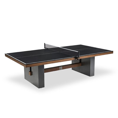 Black + White + Brown + Gray Rectangular Manufactured Wood Table Tennis Table