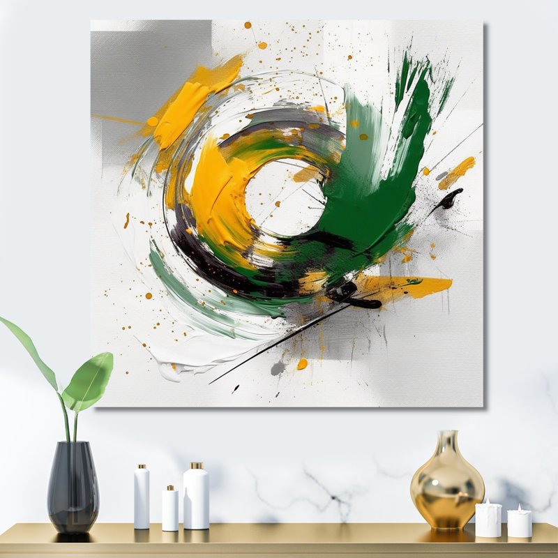«Yellow and Green Abstracted Perspectives V», reproduction sur toile, H 30 po x l 30 po x P 1 po, Toile tendue