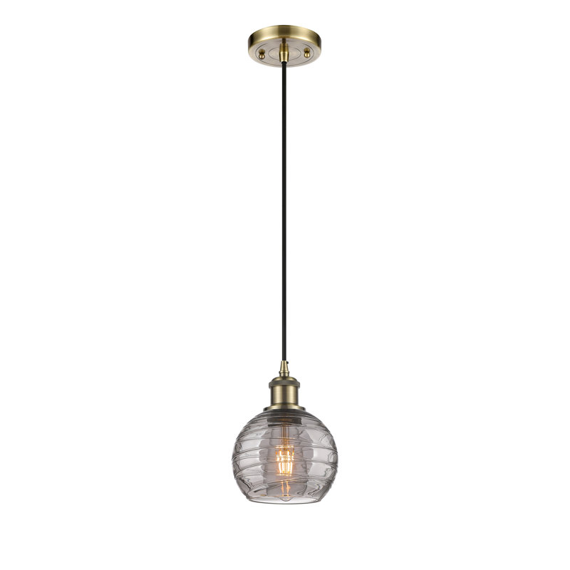 Luminaire suspendu à 1 lumière Carner, H 17,75 po x l 5,88 po x P 5,88 po, Laiton antique