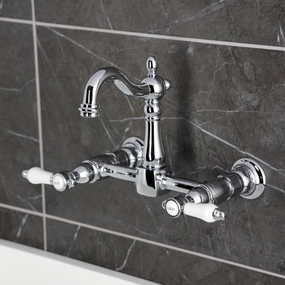 Kingston Brass Bel-Air Double-Handle 2-Hole Wall-Mount Bridge Kitchen Faucet