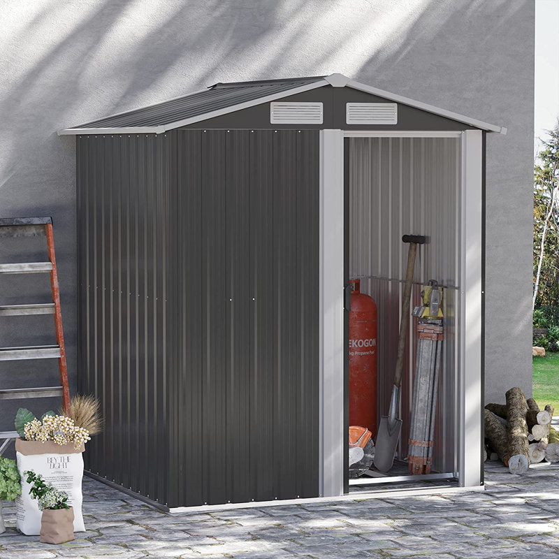 Outsunny 5ft x 4.3ft Outdoor Metal Storage Shed with Sliding Door Sloped Roof