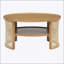 Table basse ronde à 2 niveaux en bois naturel avec rangement, base en rotin pour décor moderne et rustique, 31,3 po de diamètre