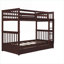 Space-Saving Twin Over Twin Solid Wood Bunk Bed Warm Brown With Side Ladder And Two Under-Bed Storage Drawers-129385649-129385652