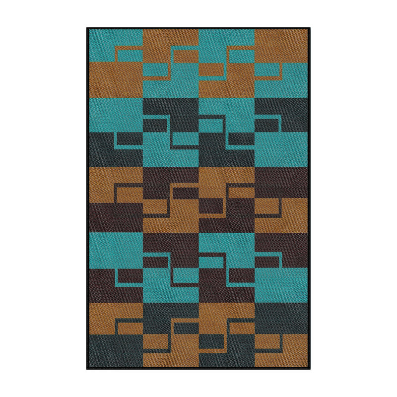 Tapis vert/brun à motifs, Rectangle 2 pi x 5 pi