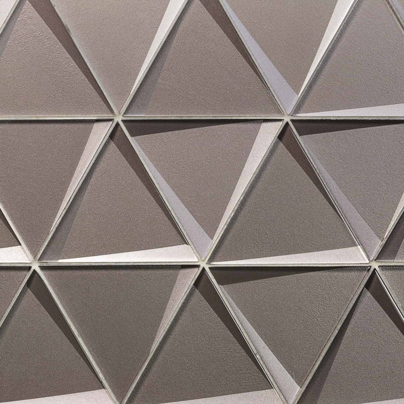Remington 6” Triangle 3D Glass Mosaic Tile, Sepia Gray
