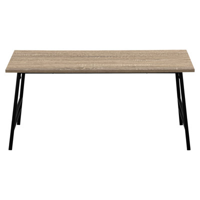 Rectangular Modern Coffee Table, 40"L, Taupe Laminate Finish, Black Metal Base, Living Room Accent Cocktail Table For Room, 40"L Rectangular, Laminate, Frame,