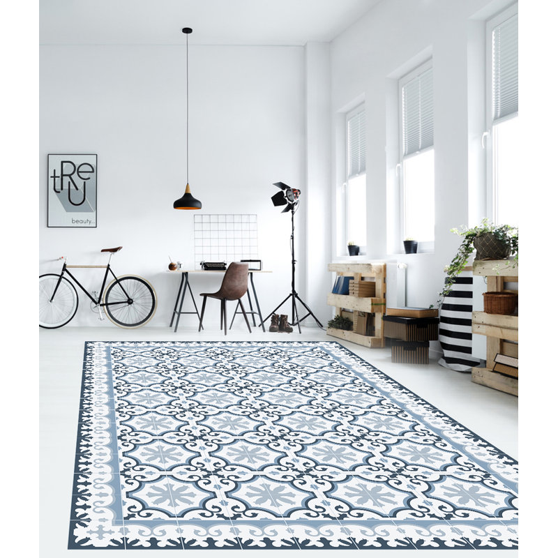 Elsien Vinyl Machine Printed Area Rug, Rectangle 5'3" x 7'6.6"