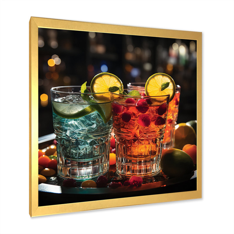 Cocktail Impression II, H 36 po x l 36 po x P 1,5 po, Encadrement doré