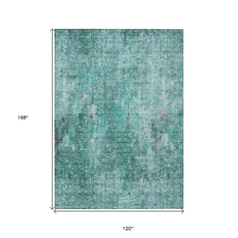 Tapis d'extérieur lavable abstrait bleu sarcelle 10 pi x 14 pi bleu vert et gris