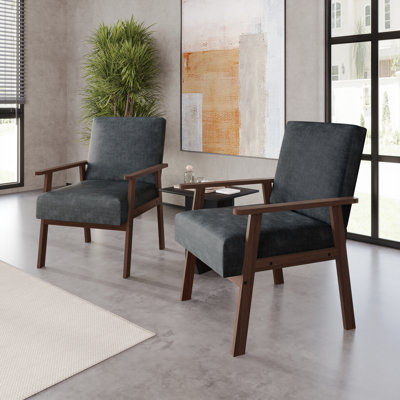 ACCENT CHAIR IN DARK GREY LINEN Set of 2