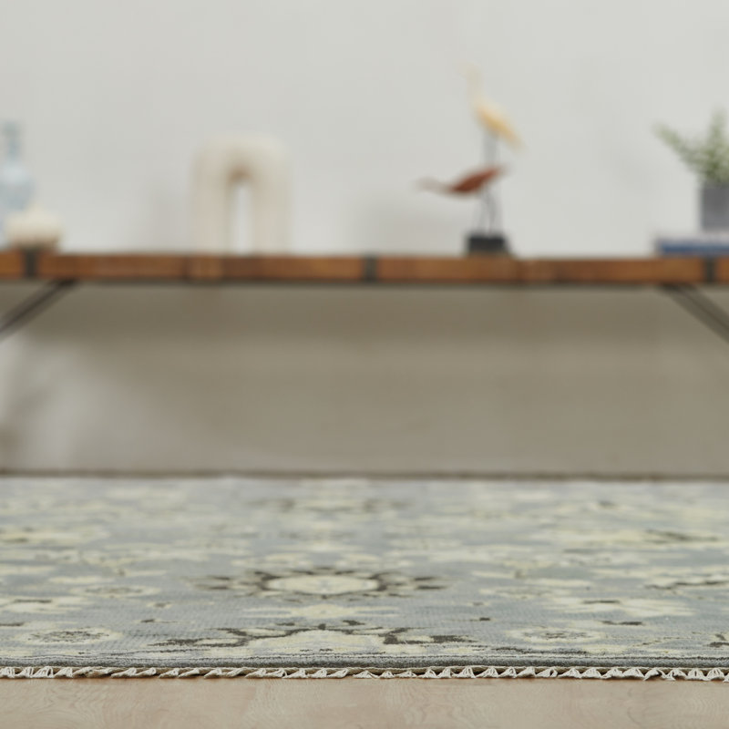 Ember Grey Hand-Knotted Wool Oriental Area Rug, Rectangle 10' x 14'