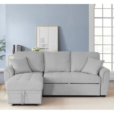 86" Wide Upholstered Sleeper Chaise Sectional