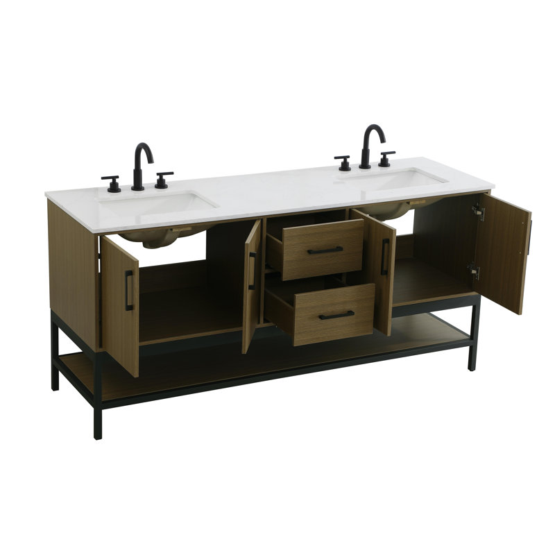 Meuble-lavabo double 72 po, Brun châtaigne