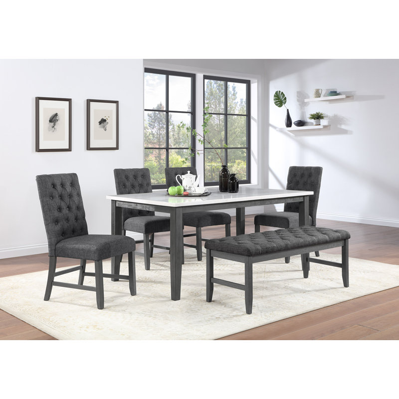 Modern Marble 6 - Person Four Leg Dining Set