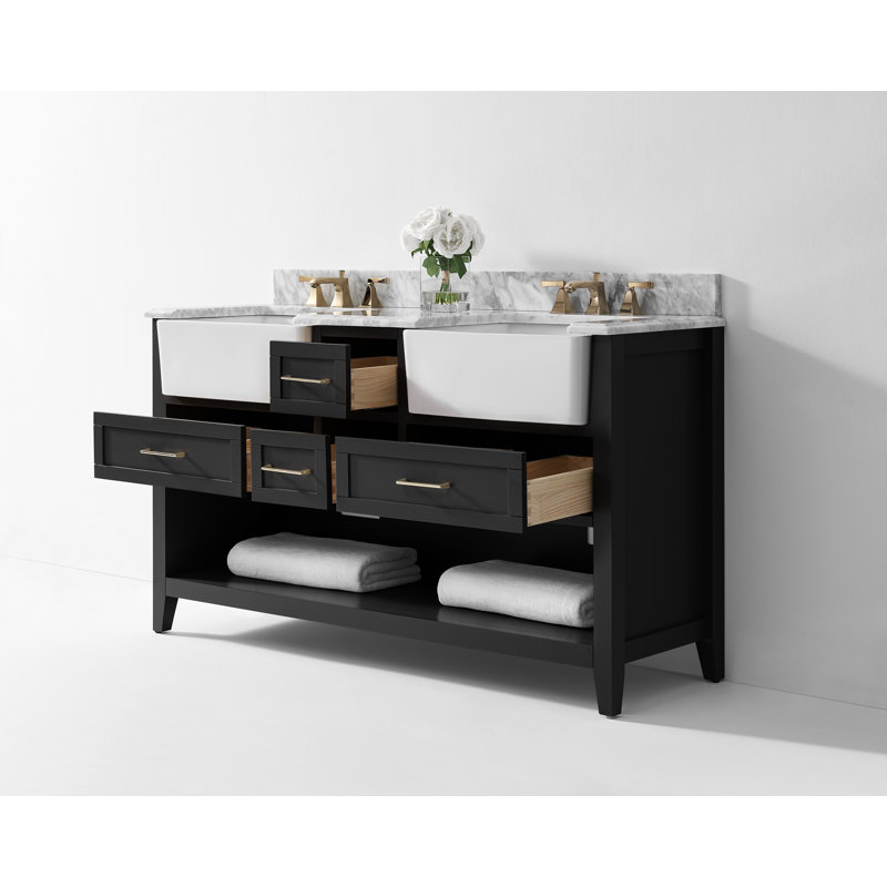 60'' W Double Vanity, Black Onyx