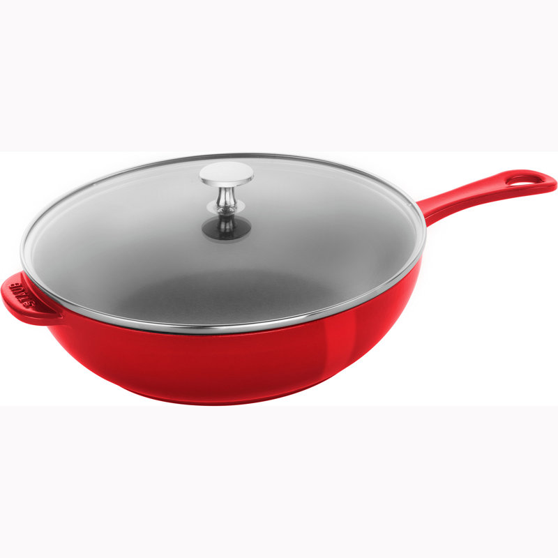 Staub Cast Iron 2.9-qt Saucepan with Glass Lid, Cherry