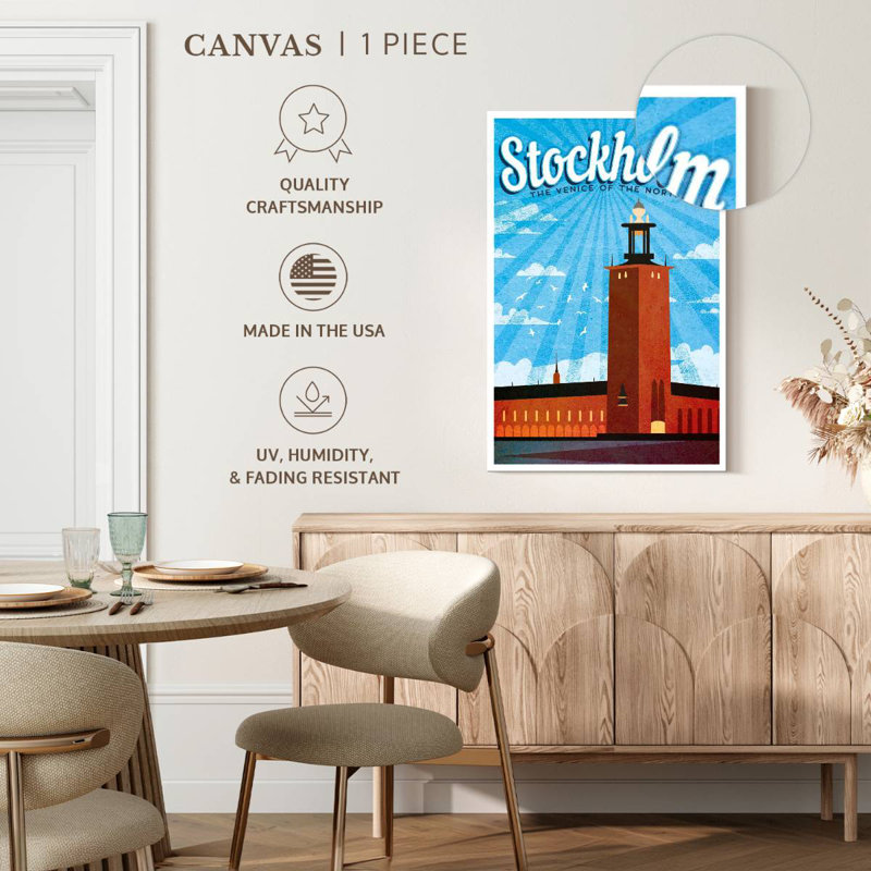 Affiche rétro de Stockholm, Stockholm, H 36 po x l 24 po