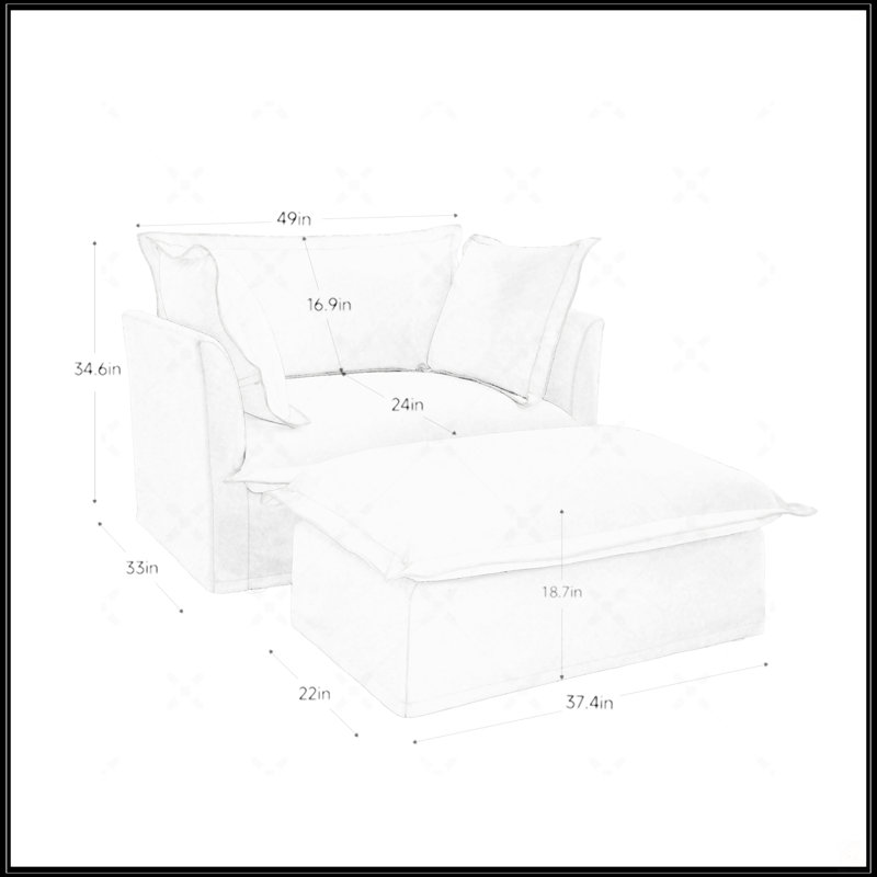 Fauteuil rembourré avec housse avec repose-pieds
