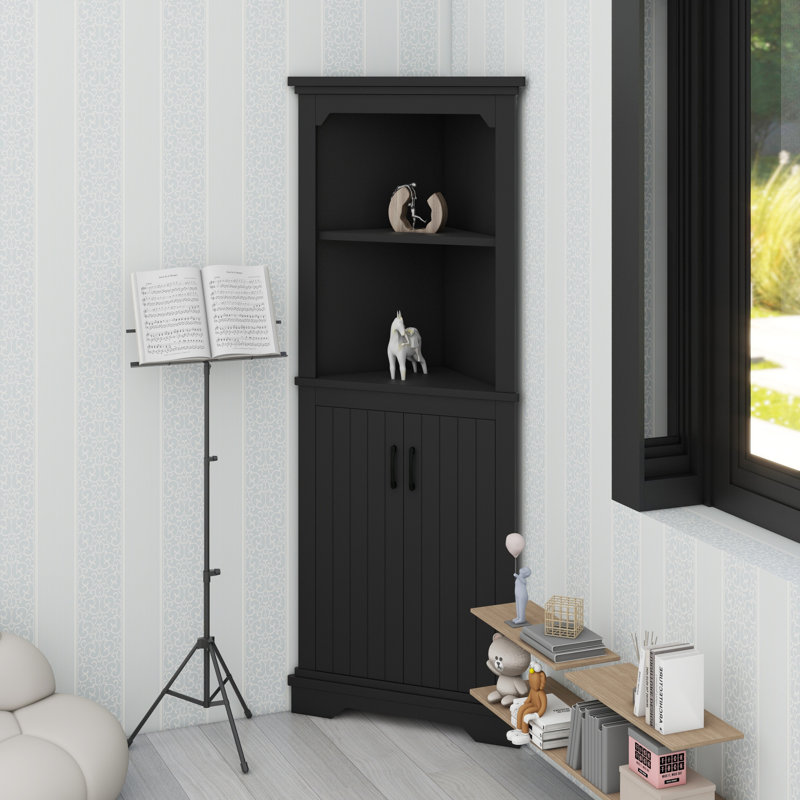 Grande armoire d'angle avec portes pour toutes sortes de pièces, Noir