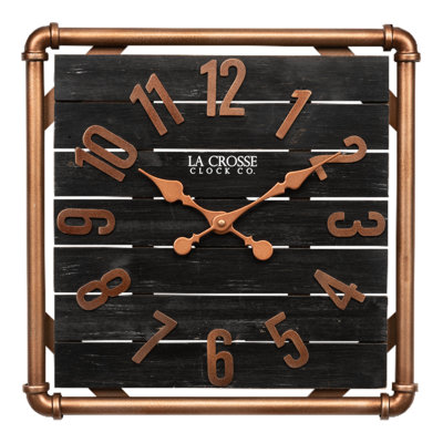 La Crosse Clock 16 Inch Dark Foundry Analog Quartz Wall Clock