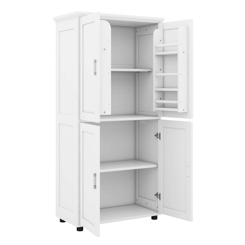 Tall Storage Cabinet, Bathroom Storage Cabinet With 2 Double-Door And Adjustable Shelf For Bathroom, Office, Living Room