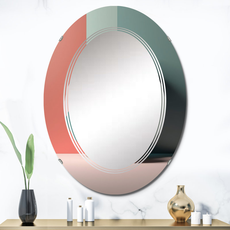 Anicetus - Miroir mural moderne ovale, 36 po x 24 po
