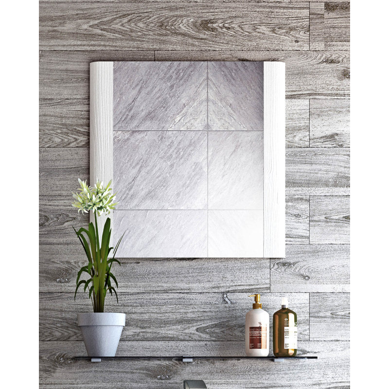 Stibbington Wood Flat Wall Mirror, White