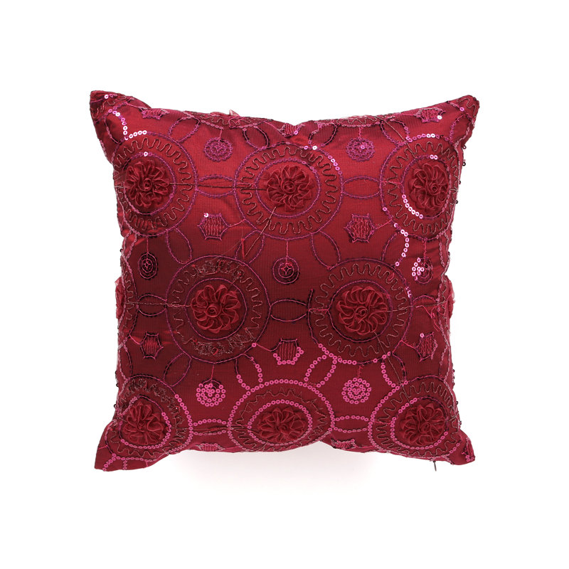 Blossom Geometric Reversible Throw Pillow, Burgundy