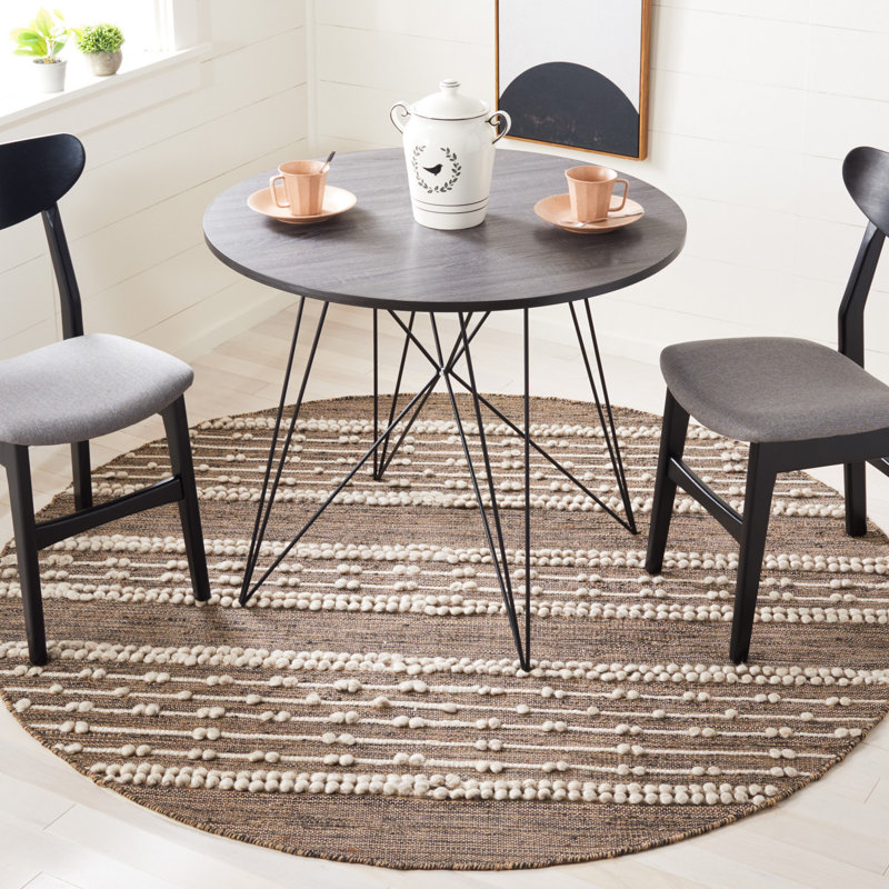 Tapis rayé en jute / laine Malsbury, Rond 6 pi
