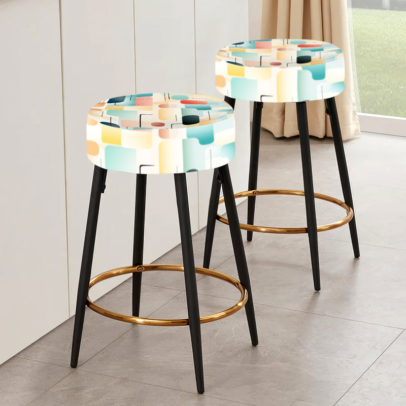 Pastel Harmony - Ensemble de 2 tabourets de bar géométriques