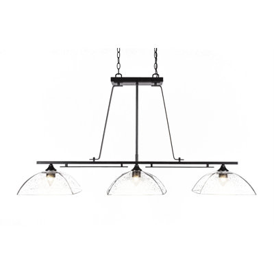 Uptowne 3 Light Bar Shown In Dark Granite Finish With 13.75" Clear Bubble Glass