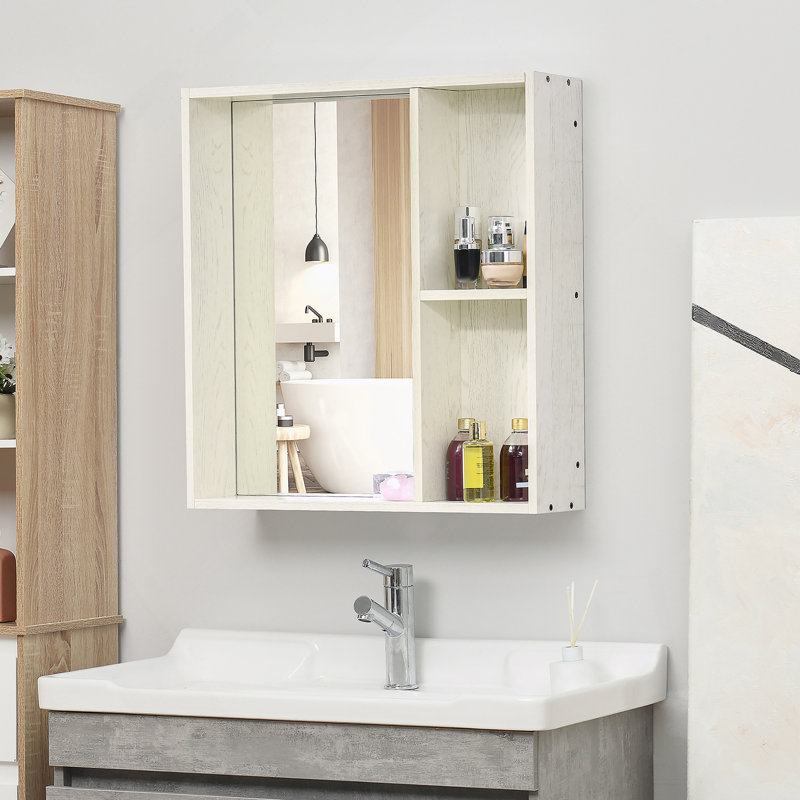 Armoire de rangement de salle de bain murale, armoire à pharmacie, armoire de salle de bain moderne avec miroir, 24.75"