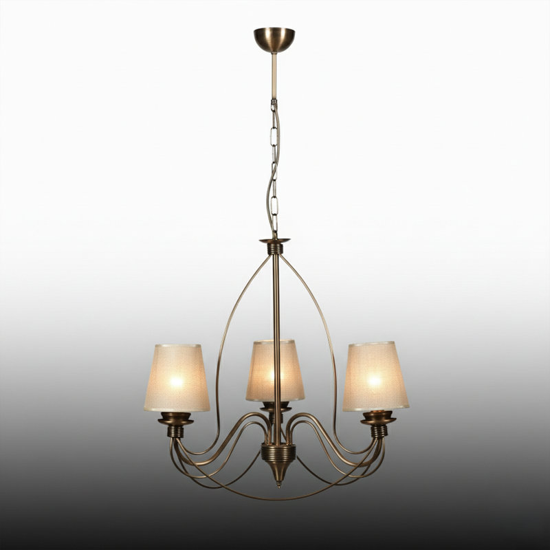 Lustre traditionnel en métal à 3 lumières à hauteur réglable