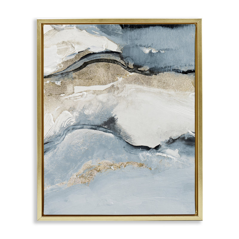 «Blue Organic Agate» par Lanie Loreth, Cadre flottant métallique doré, H 21 po x l 17 po