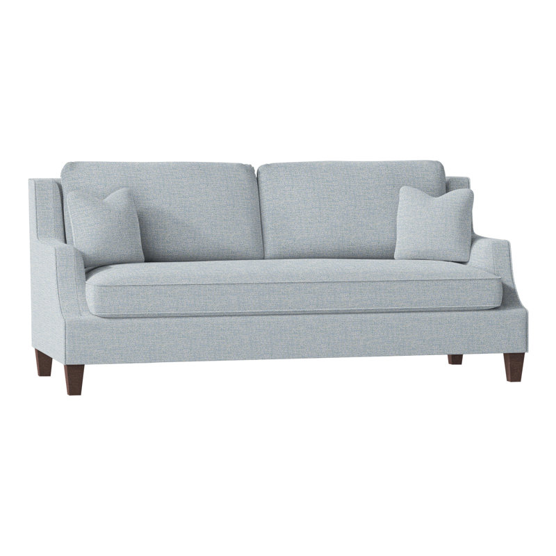 Savannah Upholstered 87.5'' Sofa, Tobacco, Perigold Soft Touch Cerulean