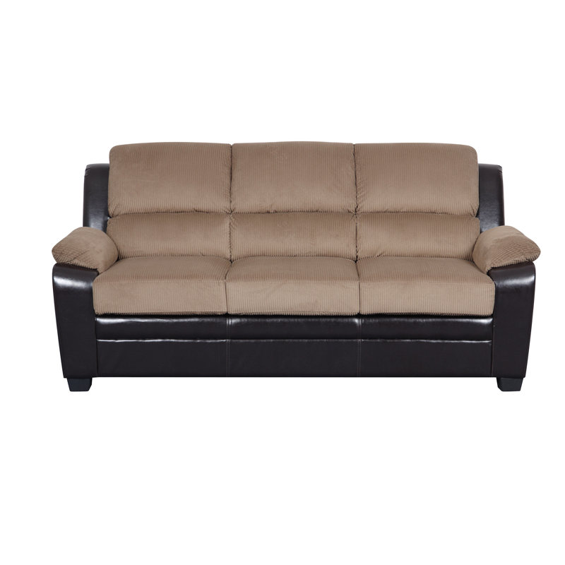Matthias 78'' Faux Leather Sofa, Light Brown Faux Leather
