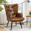 Fauteuil à oreilles en similicuir Nalupatio, fauteuil capitonné capitonné en cuir PU, fauteuil à oreilles avec lecture, fauteuil d'appoint pour salon, brun-2128126010