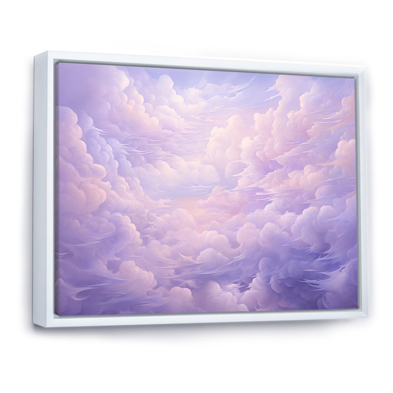 Impression sur toile mauve pastel mauve, Cadre flottant blanc, H 24 po x l 32 po x P 1 po