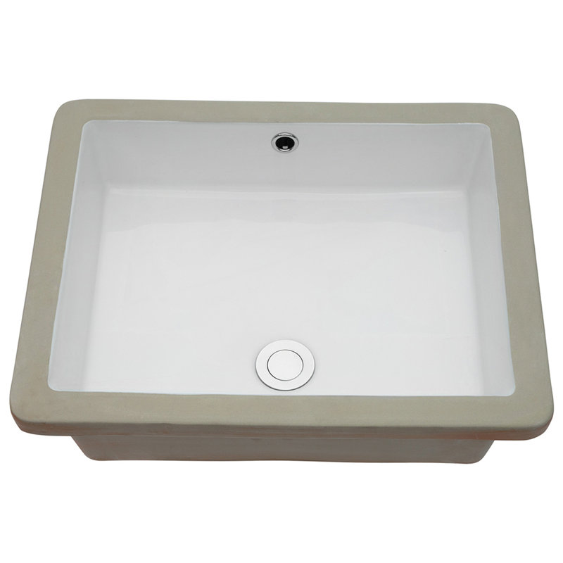 Lavabo de salle de bain rectangulaire élégant en céramique d'inspiration européenne - encastré avec une touche blanche élégante pour la maison et le bureau