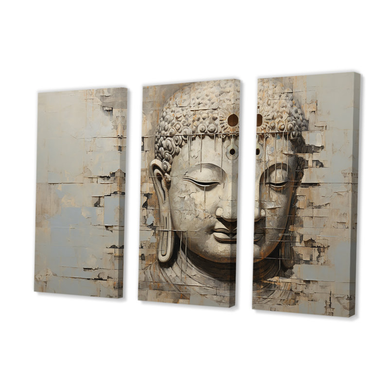 Statue simple bouddhisme IV - Ensemble de décoration murale bouddhisme, H 28 po x l 36 po