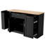 Table de salle à manger extensible et buffet de rangement multifonctionnel pour les espaces de cuisine, noir, flexible dans l'armoire de gauche, base Kickboard avec plateau noir à 3 niveaux, tablettes réglables