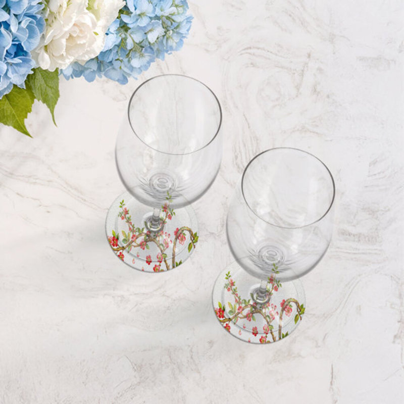 Sous-verres ronds en cuir cerisier rouge, Rouge