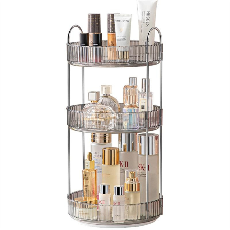Ashelman Acrylic 3 Compartment Makeup Organiser, Grey