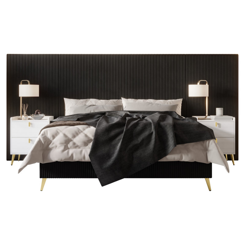 Uttoxeter Upholstered Bed, Black, Queen