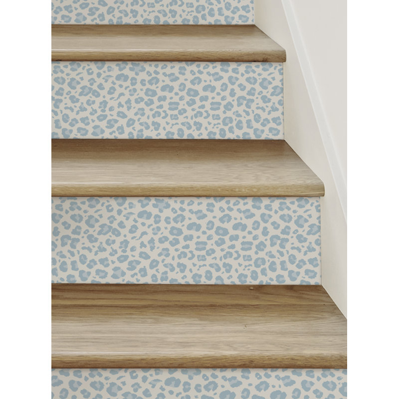 Bandes d'escalier à imprimé animal léopard, H 7 po x l 48 po, Bleu