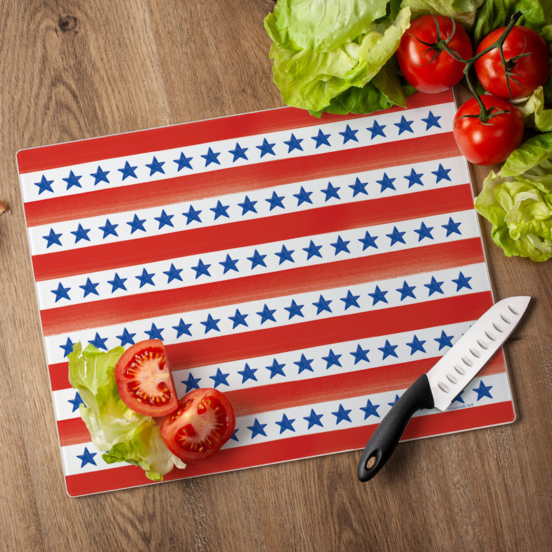 Planche à découper en verre trempé Star Stripe 12 po x 15 po